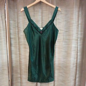 Women's Vintage California Dynasty Elegant Green Teddy Sleep DressLg Made in USA